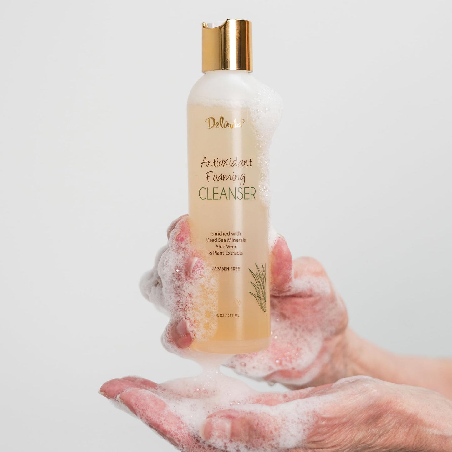 Deluvia Antioxidant Foaming Daily Facial Cleanser & Face Wash, Hydrating Gentle Face Cleanser for Sensitive & Dry Skin, Moisturizing Face Wash