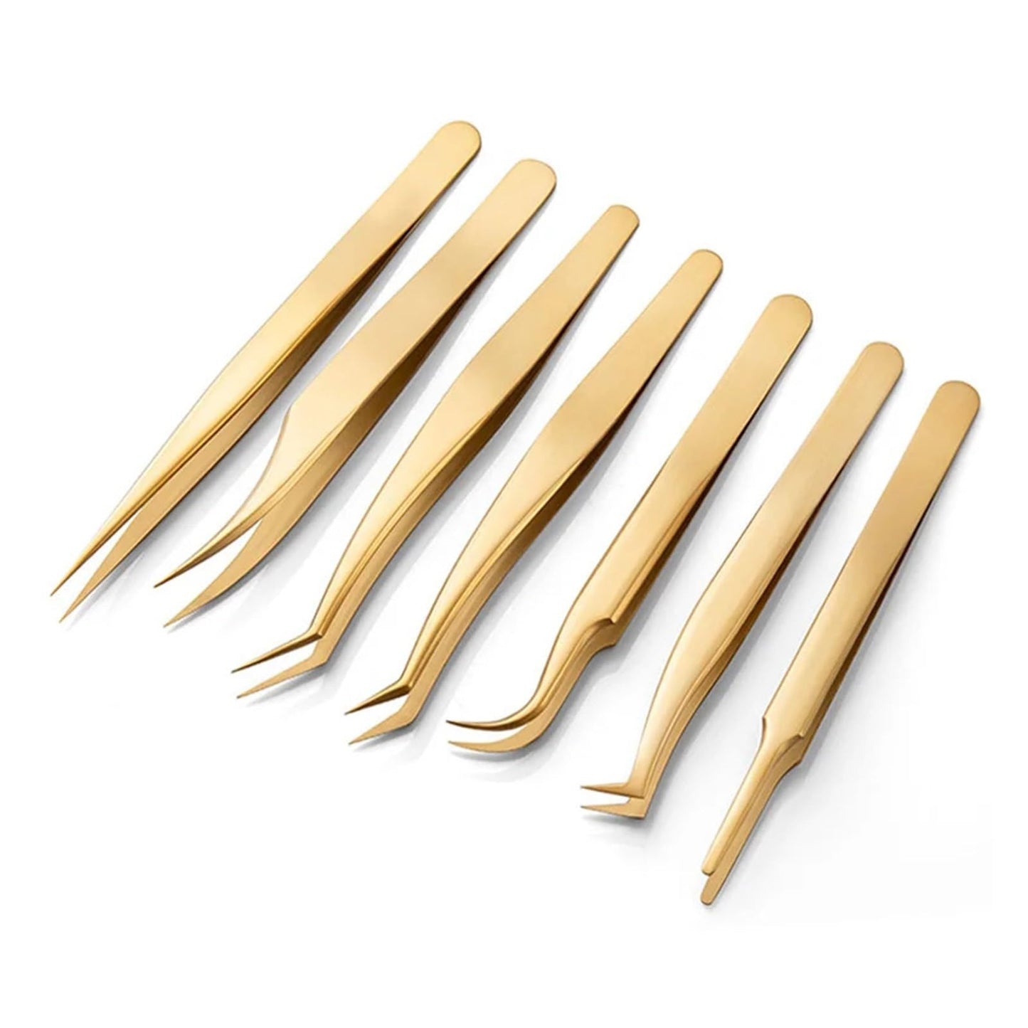 Eyelash Tweezer For False Eyelash Extension Lash Fan Eyebrows Nail Art Clip Cilia Gold Stainless Steel Tweezers Makeup Tools(Tweezers E) Beauty and Personal Care ZXYZXYZZ