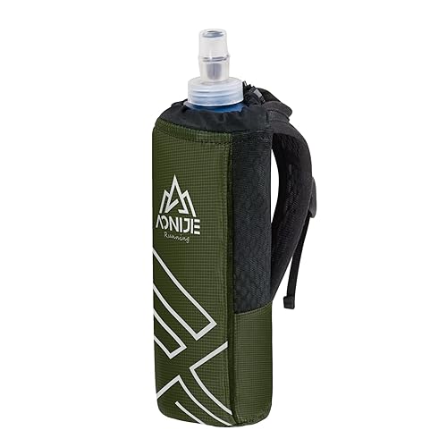 AONIJIE Quick Grip Handheld Water Bottle for Running, Hand Strap Hydration Pack with 500ml Handheld Soft Flask Water Bottle (Olive Green)
