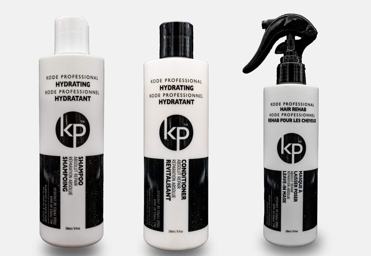 3pc Rehab Bundle: Hydrating Shampoo, Hydrating Conditioner and Hair Rehab Bundles (8oz Rehab)