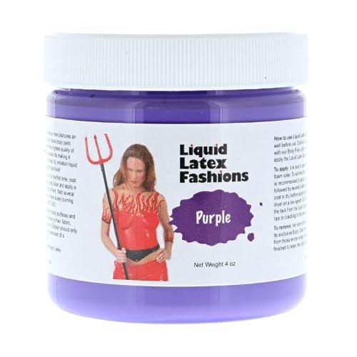 Purple 4 Oz - Liquid Latex Body Paint, Ammonia Free No Odor, Easy On and Off, Cosplay Makeup, Creates Professional Monster, Zombie Arts, Face Paint