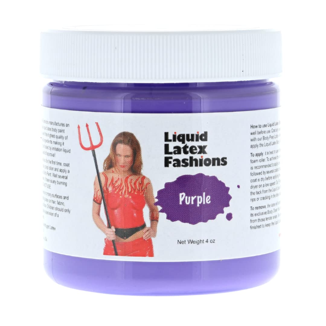 Purple 4 Oz - Liquid Latex Body Paint, Ammonia Free No Odor, Easy On and Off, Cosplay Makeup, Creates Professional Monster, Zombie Arts, Face Paint