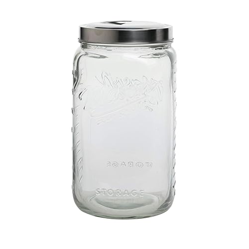 Mason Craft & More Airtight Kitchen Food Storage Clear Glass Pop Up Lid Canister, Extra Large 4.6 Liter Pop Up Canister