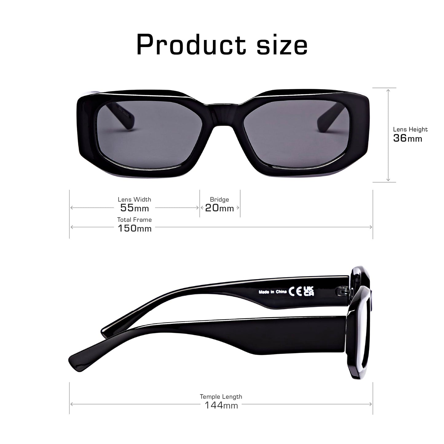Mad Shade Sunglasses for Men & Women, Modern Classic Square Retro Fashion Shade with UV400 Protection, Oversized Bold Black
