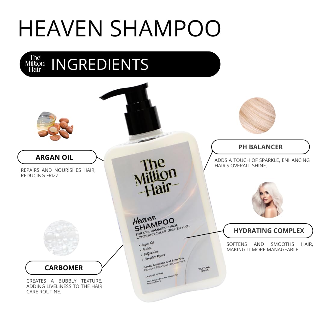 Heaven- Shampoo & Conditioner Set By The Million Hair, 10.1 Fl Oz (Pack of 2), White