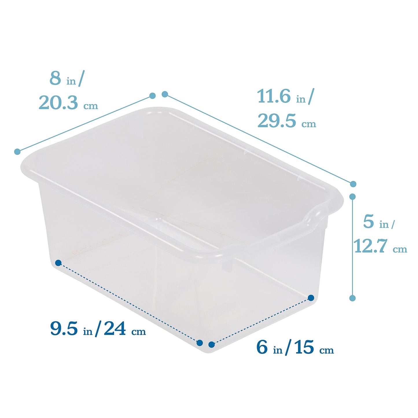 ECR4Kids Scoop Front Storage Bin, Multipurpose Organization, Clear, 20-Piece