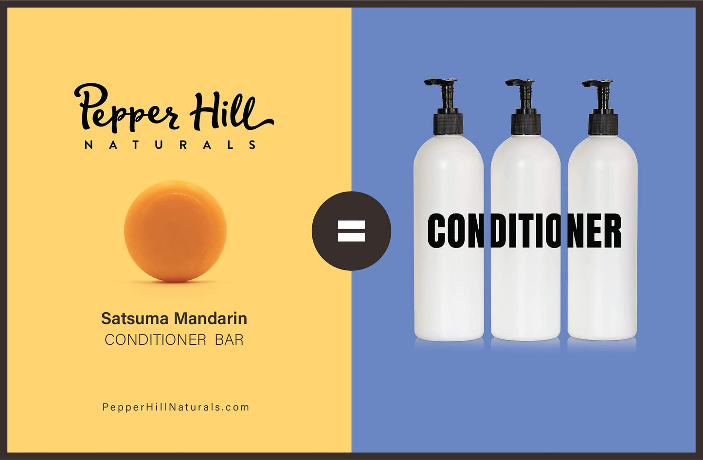 Pepper Hill Conditioner Bar - Satsuma Mandarin - Vegan, Plant-Based, Cruelty-Free, Solid Shampoo - Free of Sulfates, Plastics, Water, and Parabens