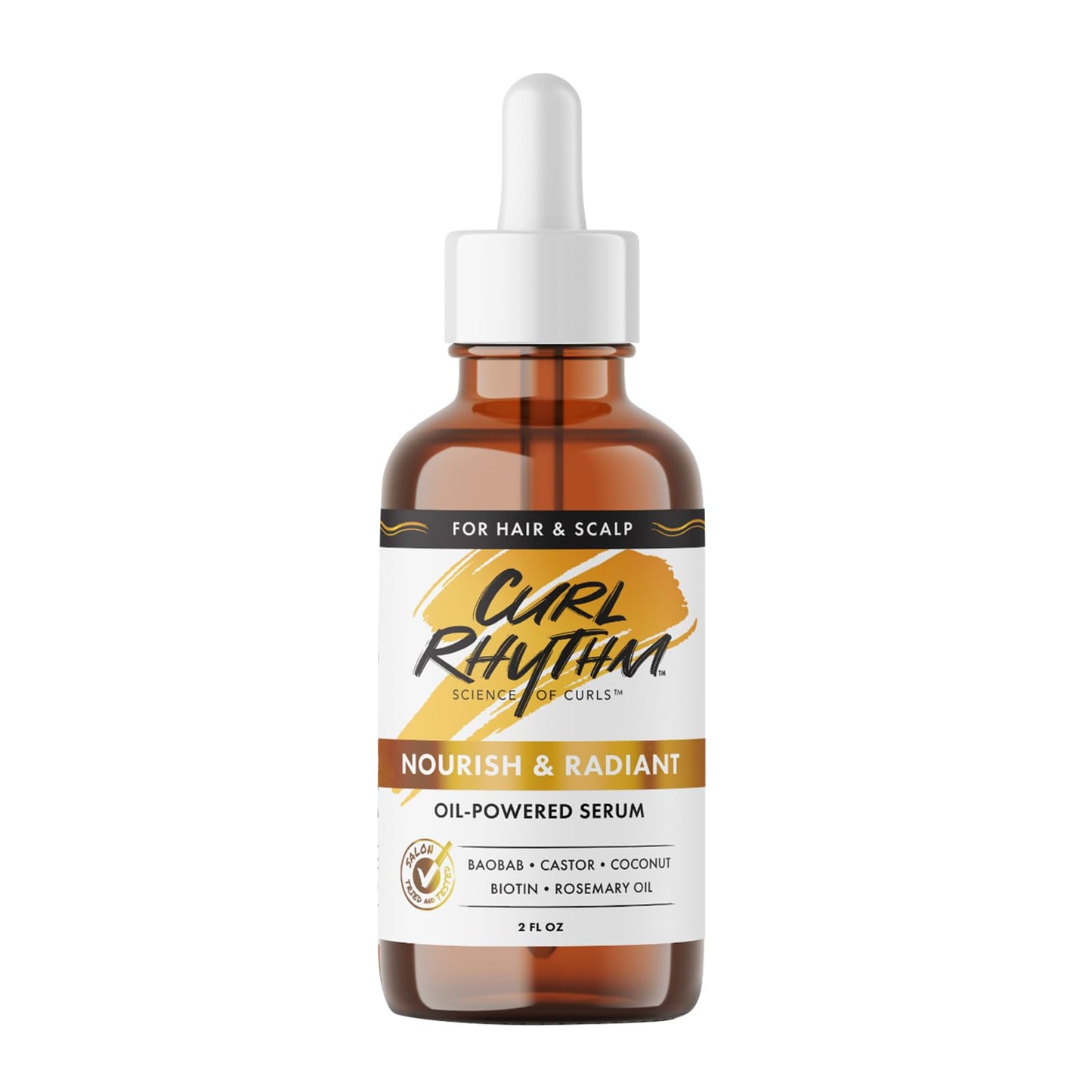 Curl Rhythm Nourish and Radiant Oil-Powered Serum - Nourishing Hair Oil - Non-Greasy Scalp Care - Hair Serum with Biotin for All Hair Types - 2 oz
