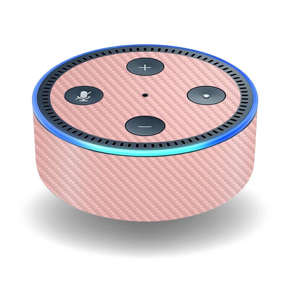 MightySkins Carbon Fiber Skin for Amazon Echo Dot (2ND Gen) - Solid Blush | Protective, Durable Textured Carbon Fiber Finish | Easy to Apply, Remove