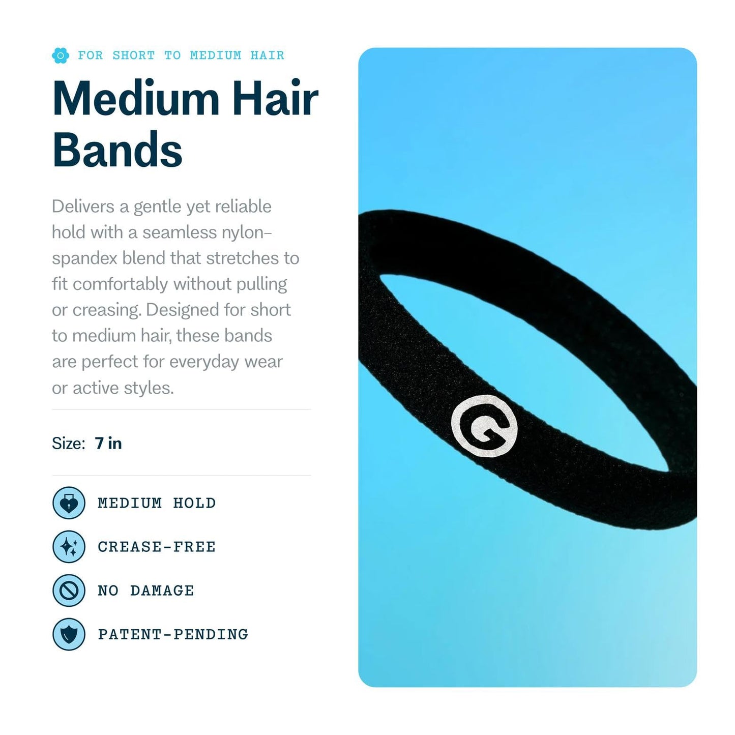 Gimme Beauty Medium Hair Bands Seamless Nylon - Low Profile Hair Accessory - Snag Free Tie for Firm, Lasting Hold - Soft, Non-Slip Ponytail Holder Beauty and Personal Care GIMME
