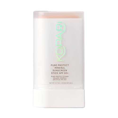 Kopari PURE PROTECT 100% Mineral Sunscreen Stick SPF 50+ Clear Zinc Oxide Face and Body Sunscreen with Hydrating Argan Oil, Shea Butter, Sheer Finish
