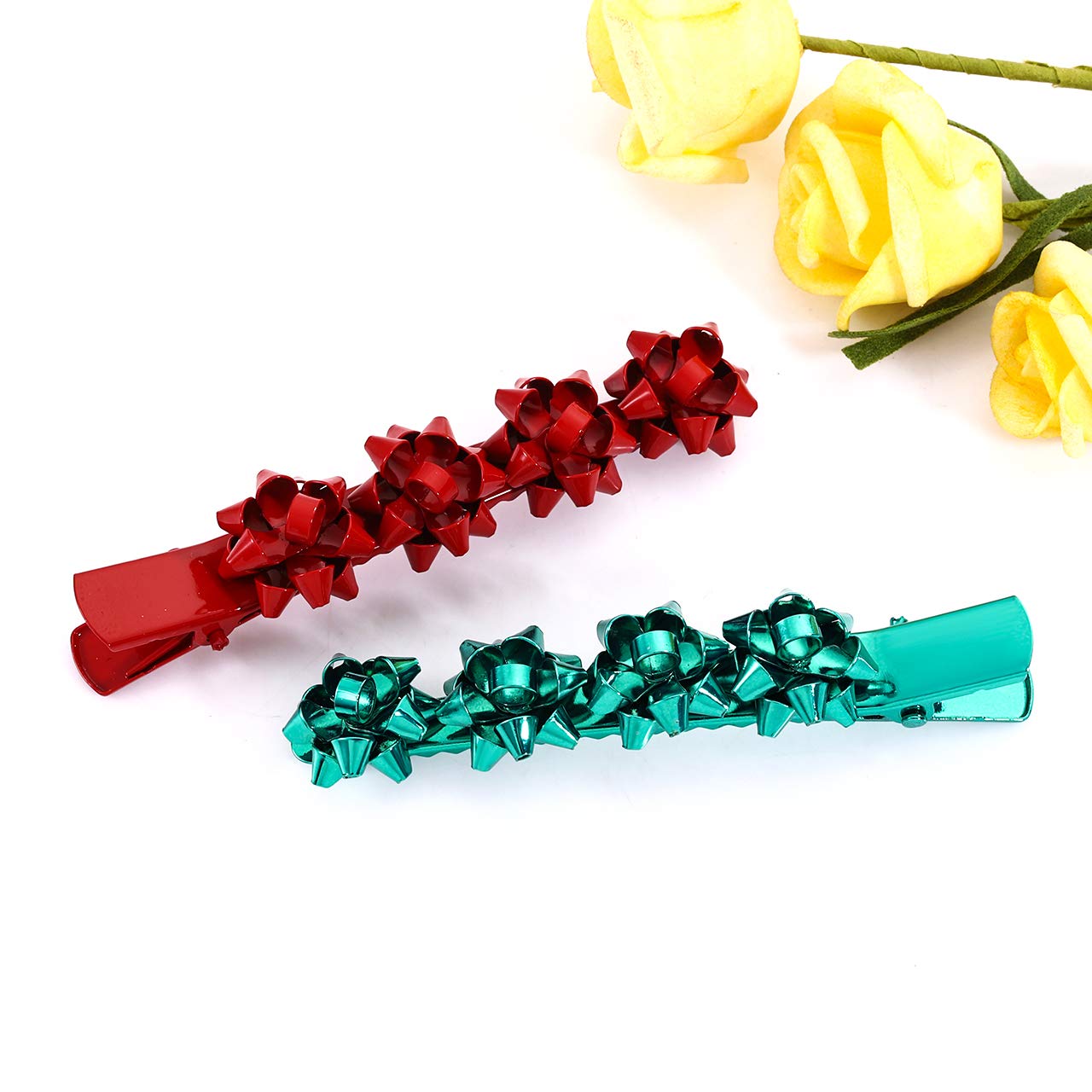 Christmas Hair Clip Hairpin Rhinestone Winter Snowflake Bow Shape Alligator Hair Clip Xmas Holiday Party Hair Barrette Hair Accessories For Woman (Bow