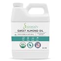 Soapeauty Sweet Almond Oil Cold Pressed Refined USDA Organic | 100% Pure & Natural Available in Bulk | Carrier for Essential Oils, Massage, Skin