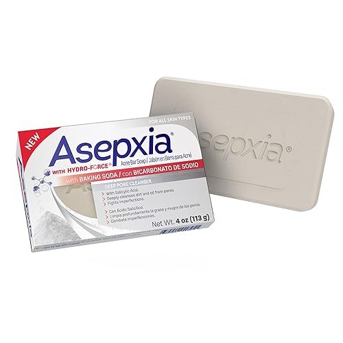 Asepxia Acne Treatment Bar Soap with Baking Soda | Face Wash, Deep Cleansing, Natural Extracts, Gentle Daily Use, 1.8% Salicylic Acid for Pimples