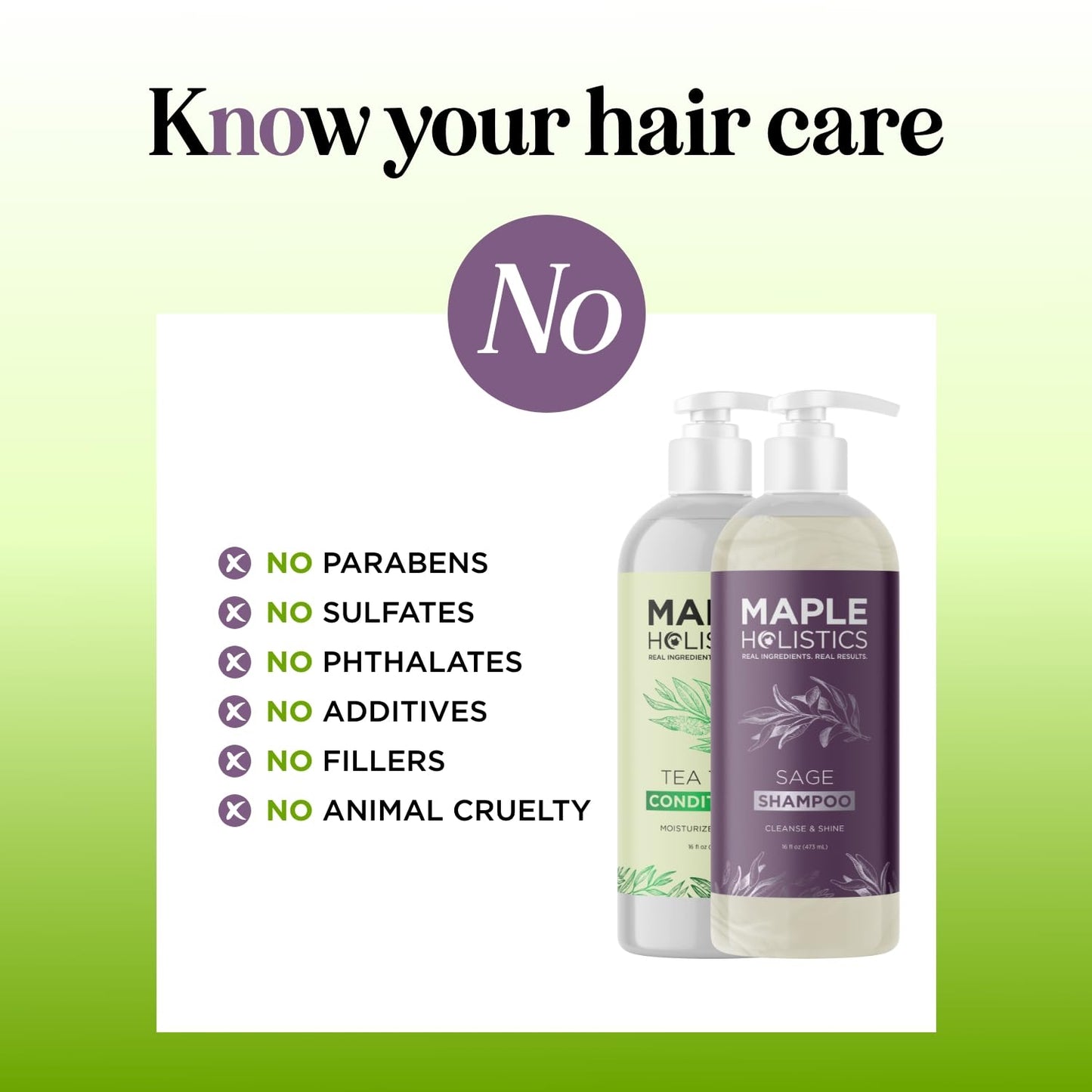 Sulfate Free Shampoo and Conditioner Set - Tea Tree Sage and Rosemary Shampoo and Conditioner for Dry Flaky Scalp Care - Deep Cleansing Color Safe