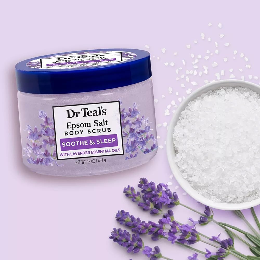 Dr Teal's Pure Epsom Salt Body Scrub, Soothe & Sleep with Lavender Essential Oils, 16 oz Beauty & Personal Care Dr Teal's