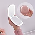 Mocado Compact LED Magnifying Travel Makeup-Mirror - 4 inches 1X/10X Magnification Small Hand Pocket Dimmable Double Sided USB Rechargeable Touch