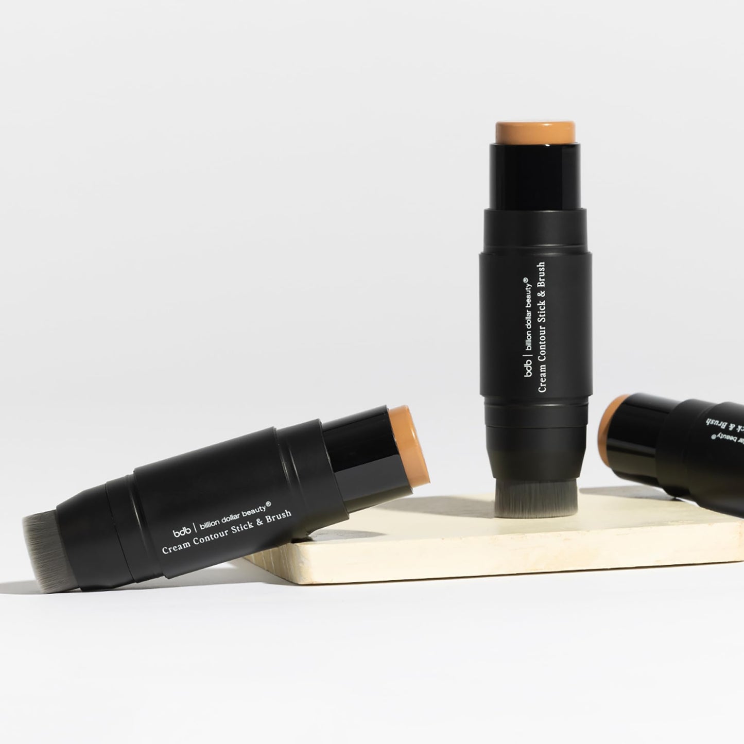 Billion Dollar Beauty Cream Contour Stick and Brush - Waterproof Matte Bronzer Makeup Dual-Ended Wand with Vitamin E, Sculpting & Defining Cream Face