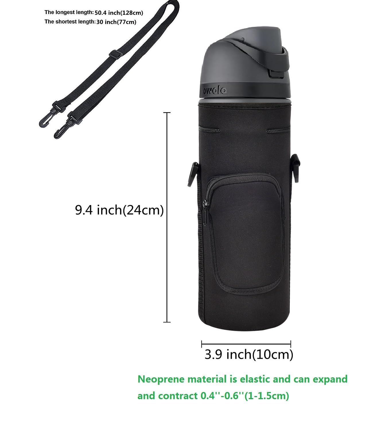 Neoprene Carrier Water Bottle Insulation Sleeve,Waterproof, Anti-Slip, Anti-Scratch Pouch with Shoulder Strap, fit for Owala Insulated Stainless…