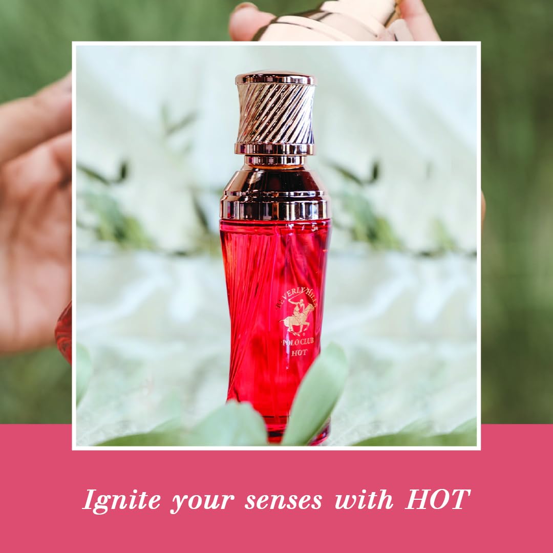 Beverly Hills Polo Club SEXY HOT - Cologne for Women with Notes of Amber & Vanilla - Sweet & Seductive Fragrance Scent - Eau De Toilette Spray 3.40fl.oz / 100ml (Packaging May Vary)