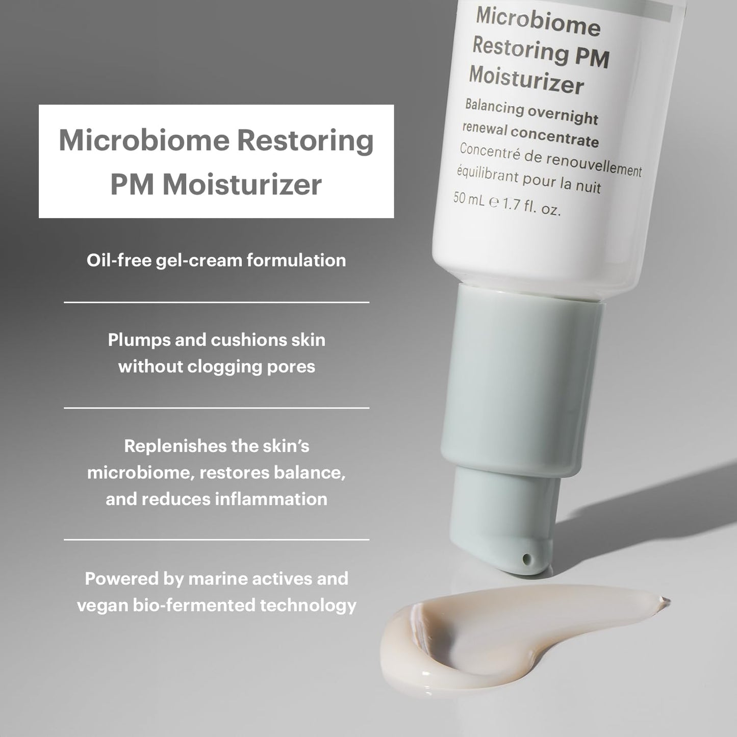 Glo Skin Beauty Microbiome Restoring PM Moisturizer - Oil Free Nighttime Gel-Cream for Acne-Prone Oily Skin, Repairs Skin’s Moisture Barrier, Reduces