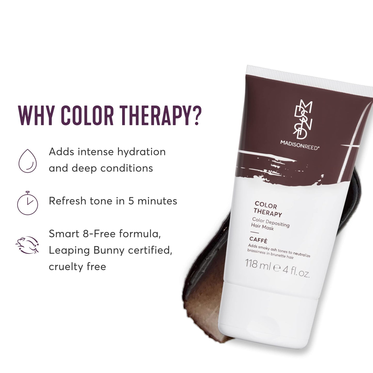 Madison Reed Color Therapy, Caffe, Color Depositing Hair Mask & Deep Conditioning Treatment, Intensely Hydrating, Refreshes Color & Tone, Keratin