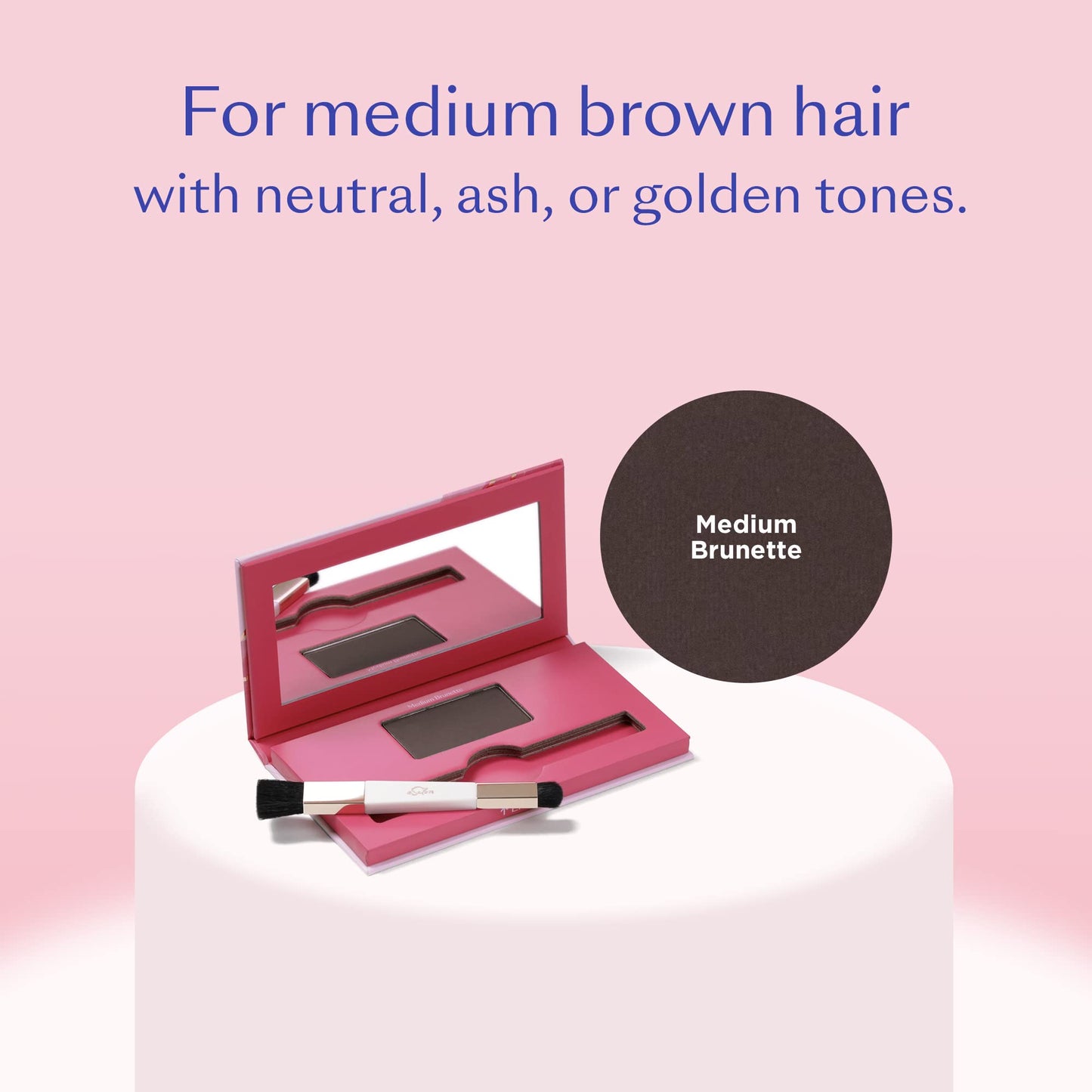 eSalon Root Touch Up + Brow Powder, Conceal & Cover (Medium Brunette) - Hairline Powder for Women - Scalp Concealer & Filler for Thinning & Gray Hair