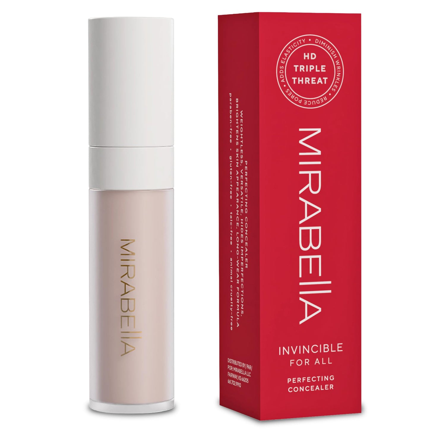 Mirabella Invincible For All Perfecting Under Eye Concealer Full Coverage - Hydrating Makeup Concealer for Dark Circles, Fine Lines & Wrinkles