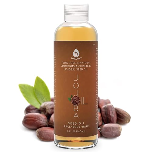 Pursonic 100% Cold Pressed Pure Golden Jojoba Oil for Dry Skin or Damaged Hair, Natural & Unrefined - Moisturizes & Revitalizes Skin, 6 Ounce, 1