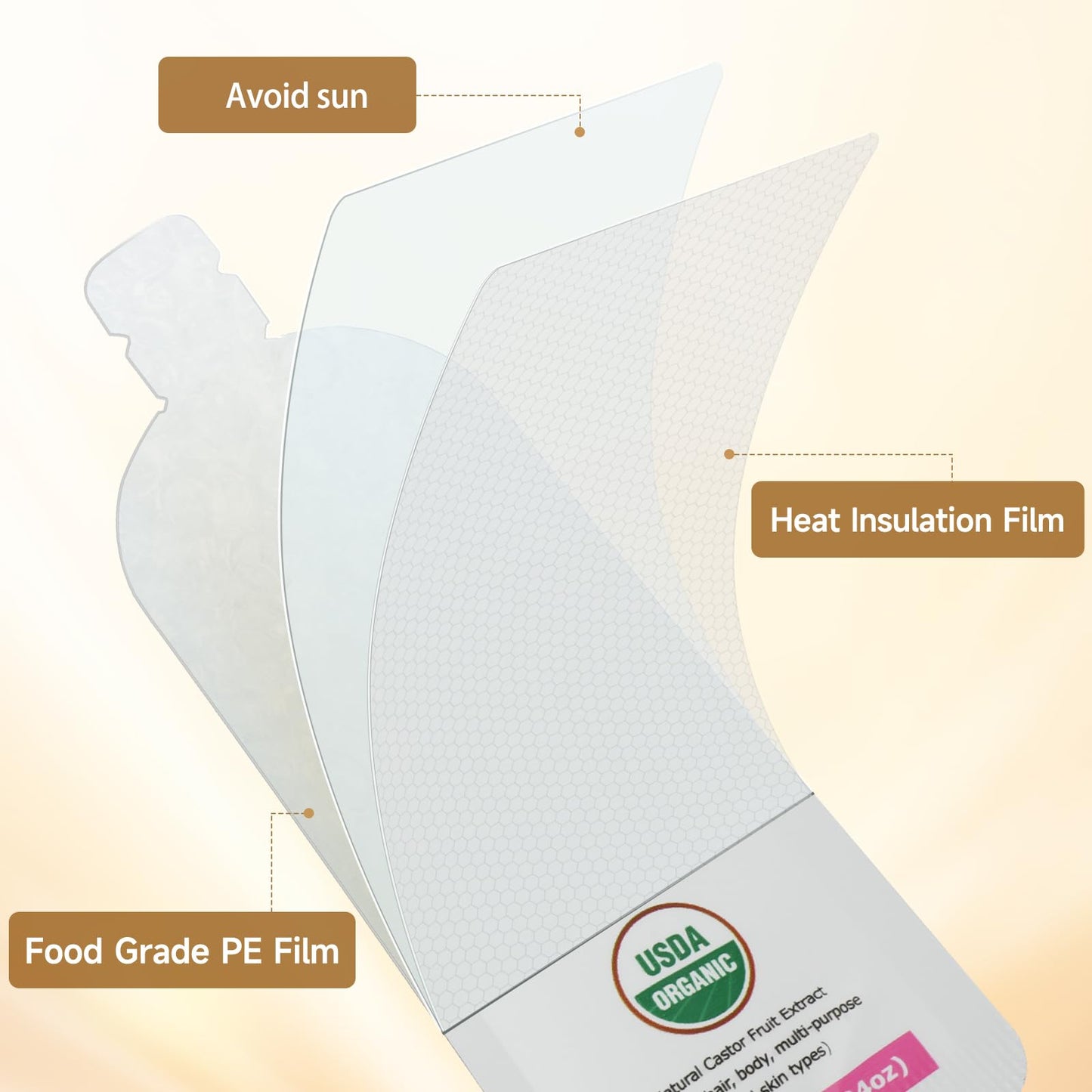 YEXIAOBOY USDA Certified Organic Golden Castor Oil (4Oz), Pure Cold-Pressed Hexane Free Organic Castor Oil Unrefined for Face, Hair Treatment