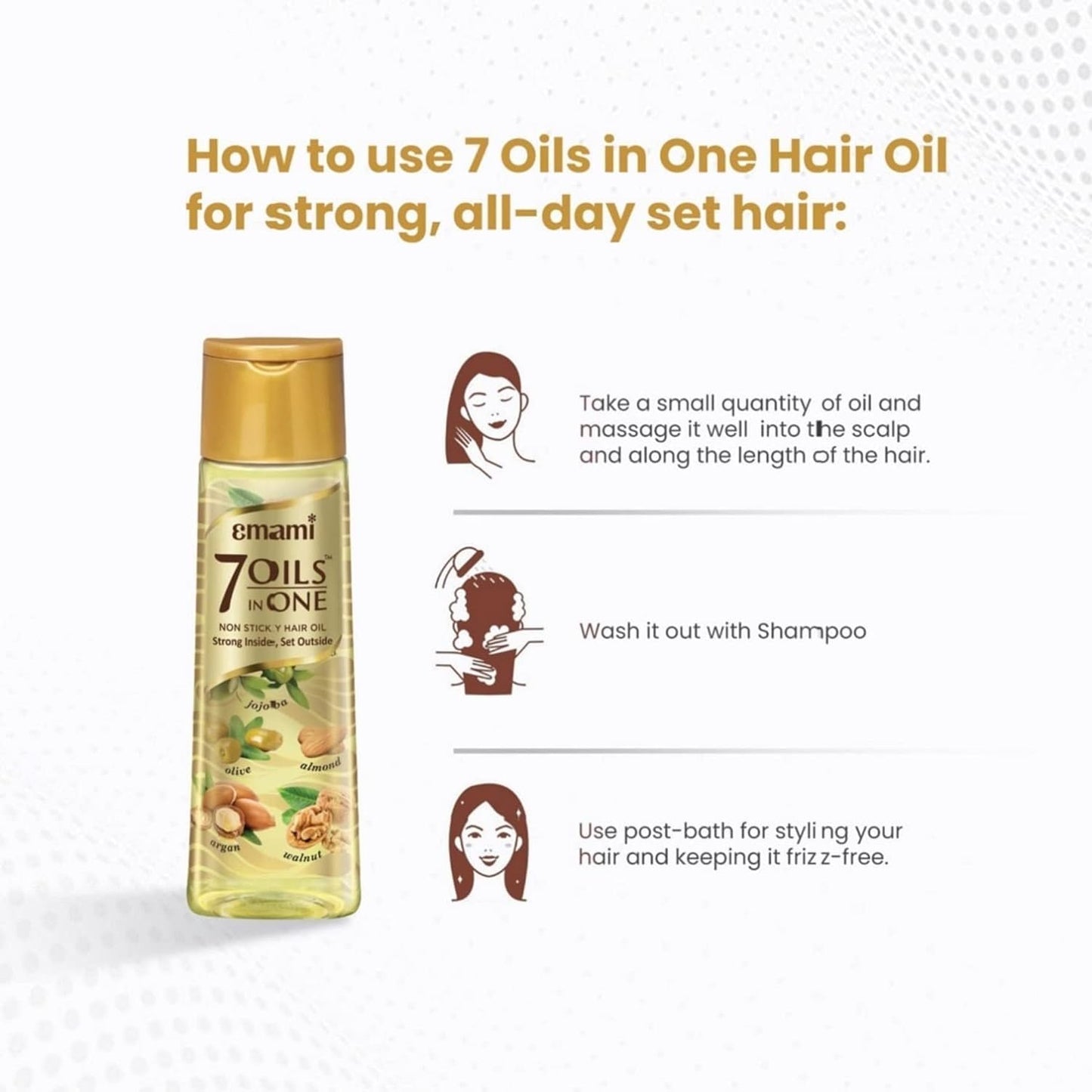 Emami 7-in-1 Hair Oil | with Natural Ayurvedic Herbs | Repairs Hair Damage | Nourishes Scalp | Fights Dandruff | Provides Strong & Healthy Hairs