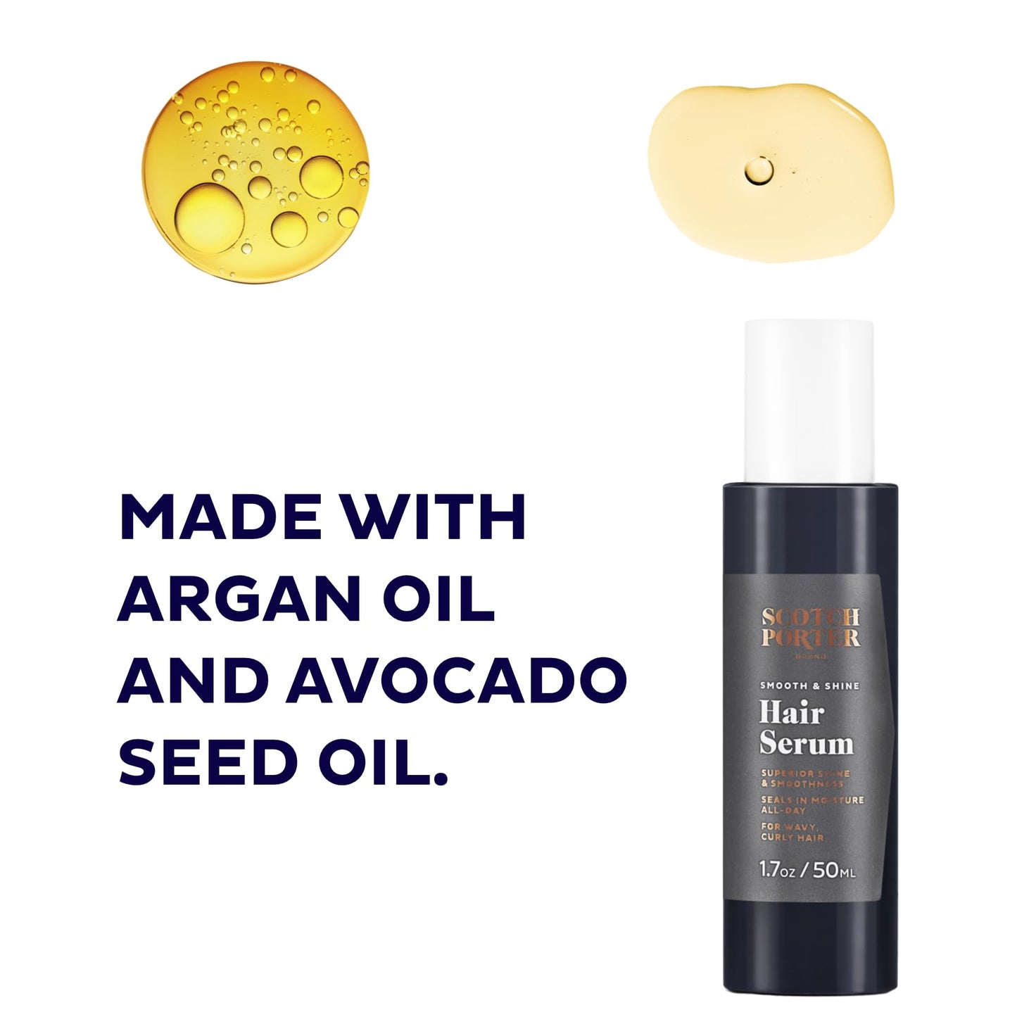 Scotch Porter Curls & Waves Hair Oil for Men | Seals in Moisture, Detangles & Prevents Frizz | Free of Parabens, Sulfates & Silicones | Vegan | 1.7oz