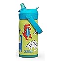 CamelBak Thrive Flip Straw Kids Bite Valve Stainless Steel Water Bottle Dino Jam, 12oz