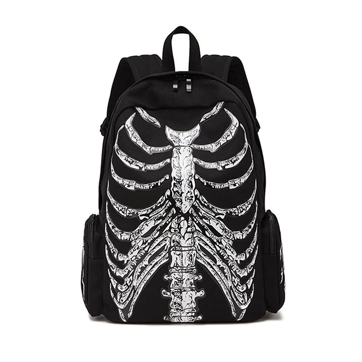 LREUIP Goth Backpack Grunge Backpack Y2k Fashion Skull Backpack Hooded Backpack Gothic Black Shoulder Bag Goth Messenger Bag (Backpack Skeleton)…