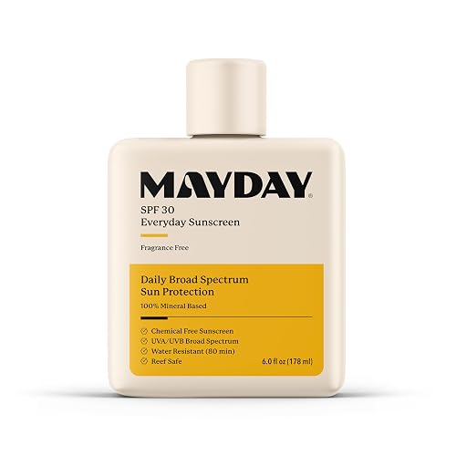 MAYDAY SPF 30 Everyday Sunscreen - Chemical-Free, Fragrance-Free, Water-Resistant Broad Spectrum Protection for Face & Body - Suitable for All Skin