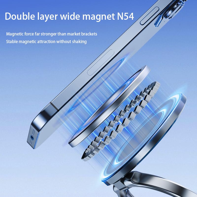 Fussybussy Magnetic Phone Holder- Upgraded Washable Nano Gel Pad Suction Cup Vacuum Magnetic Circular Car Phone Stand Unique Style Adjustable Phone…