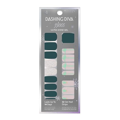 Dashing Diva Gloss Nail Strips - Tree Skirt | UV Free, Chip Resistant, Long Lasting Gel Nail Stickers | Contains 32 Wraps, 1 Prep Pad, 1 File Beauty & Personal Care Dashing Diva