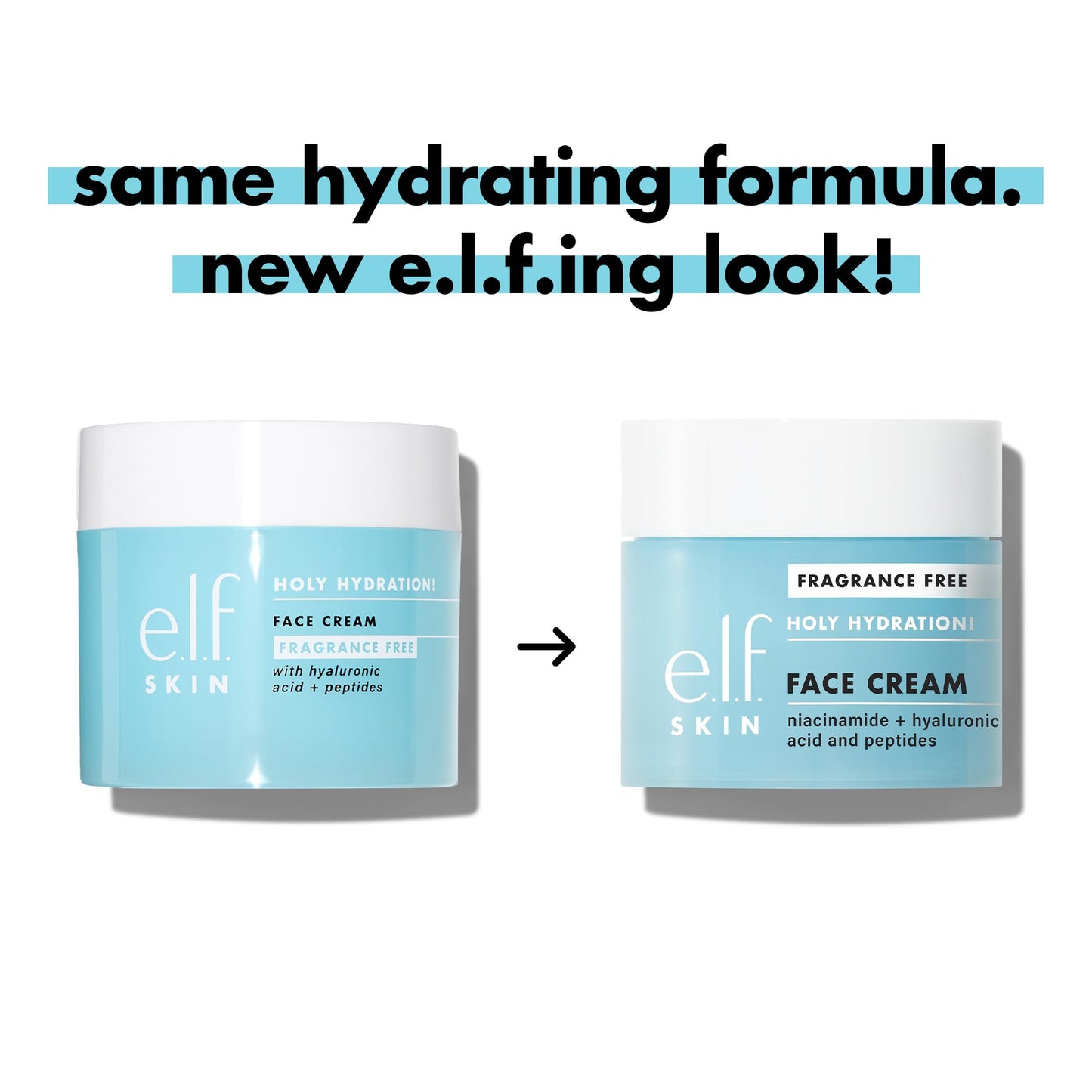 e.l.f., Skin Holy Hydration! Face Cream with Hyaluronic Acid, Fragrance Free, Niacinamide and Peptides, Nourishing Moisturizer
