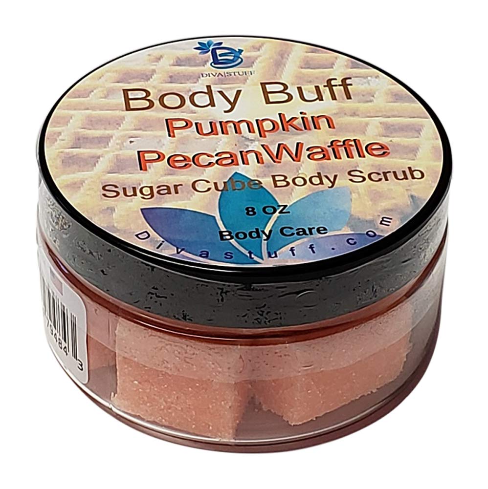 Diva Stuff Sugar Cube Body Buff Scrub, Exfoliates and Hydrates Skin, Pairs With Our Crepey Skin Cream - Pumpkin Pecan Waffle, 8 oz (Made in the USA)