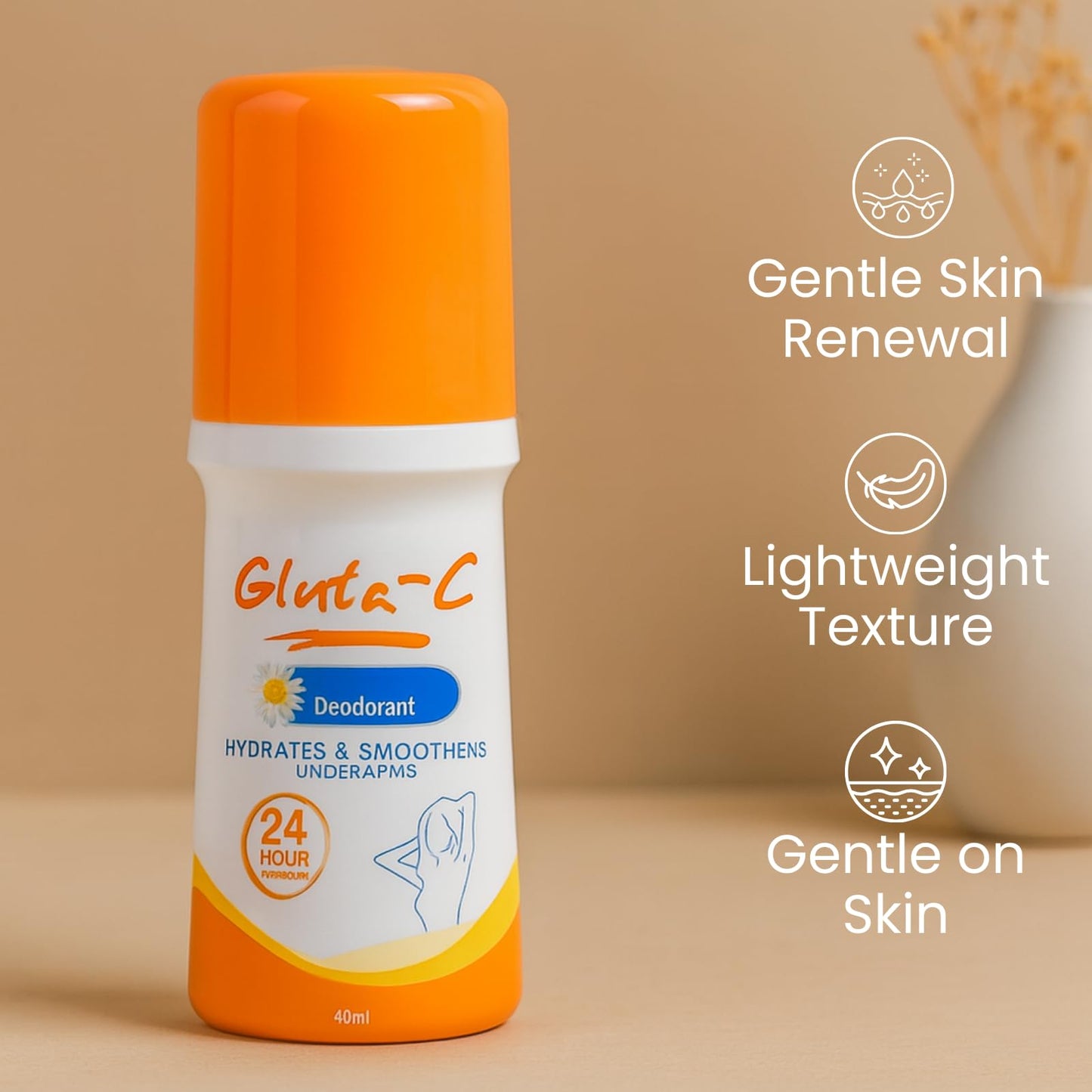 Gluta-C Deodorant Roll On Hydration Nourishing Smooth Revitalizing Supple Texture Healthy Glow Balanced Skincare Gentle Comfort - 40ml Beauty and Personal Care Gluta-C