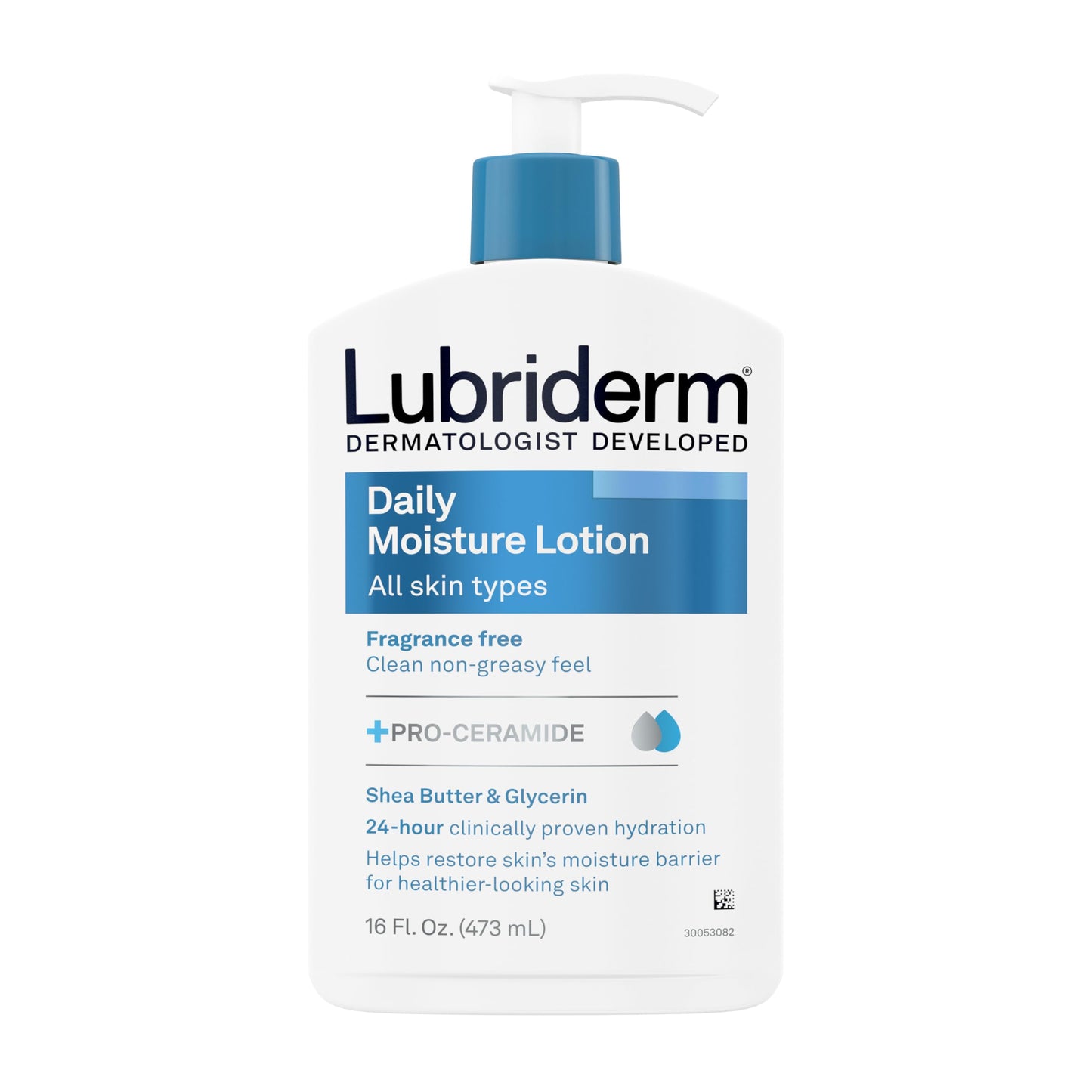 Lubriderm Fragrance Free Daily Moisture Lotion + Pro-Ceramide, Shea Butter & Glycerin, Face, Hand & Body Lotion for Sensitive Skin, Hydrating Lotion
