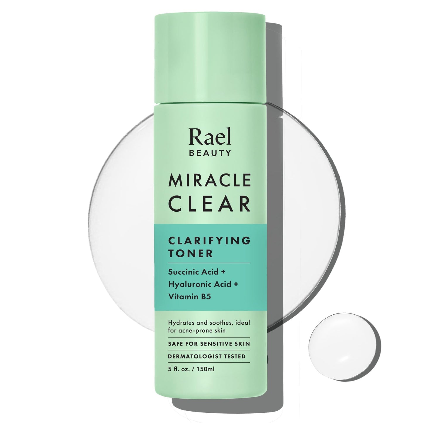 Rael Toner for Face, Miracle Clear - Daily Toner with Succinic Acid, Vitamin B5, Hydration, Korean Skin Care (5.1 oz)