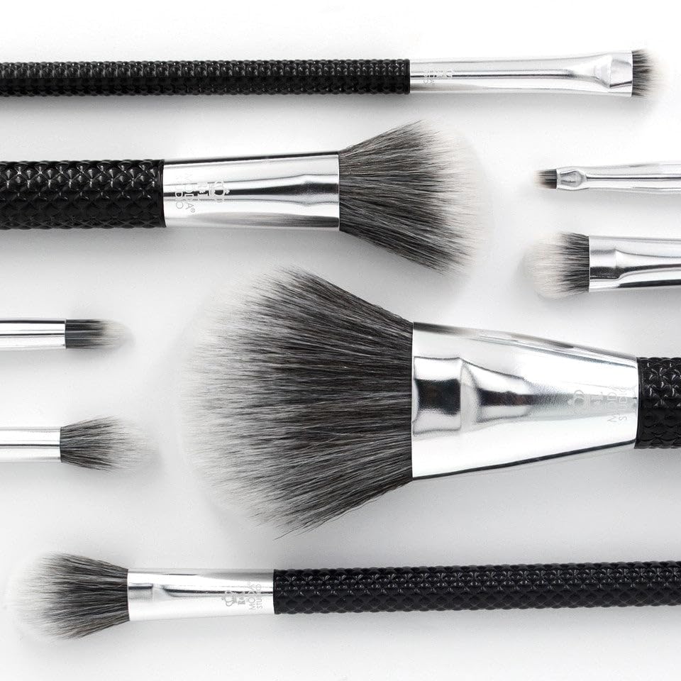 MODA Studio 8pc Pro Glam Makeup Brush Set, Includes - Powder, Contour, Glow, Shader, Crease, Smudger, Detail, and Brow Brushes