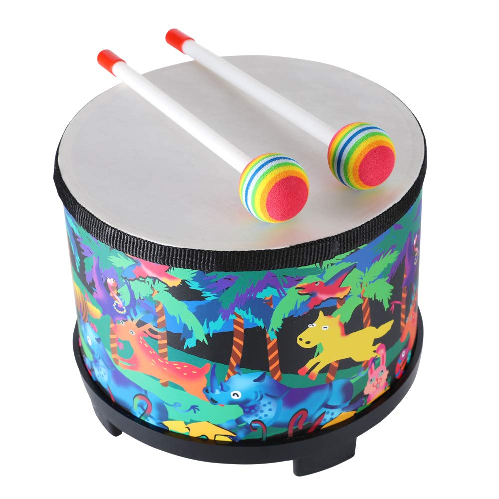Ubblove 8" Floor Tom Drum for Kids – Percussion Music Toy with 2 Mallets, Black, Perfect Birthday & Christmas Gift for Children