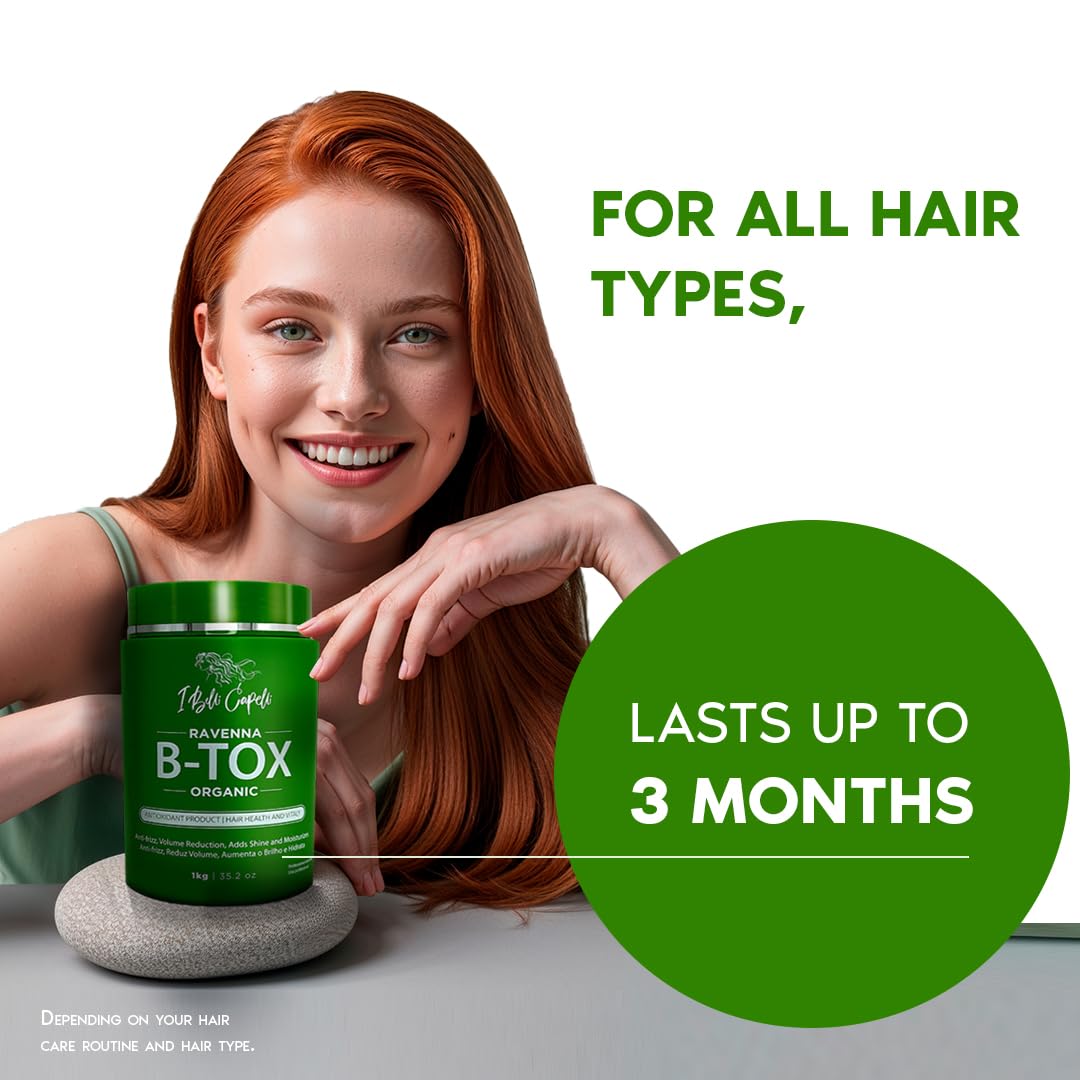 I Belli Capelli Ravenna Hair Straightening Kit - Organic Hair B-tox, Aloe Vera Shampoo & Conditioner, Repair Oil - Anti-Frizz, Intense Hydration