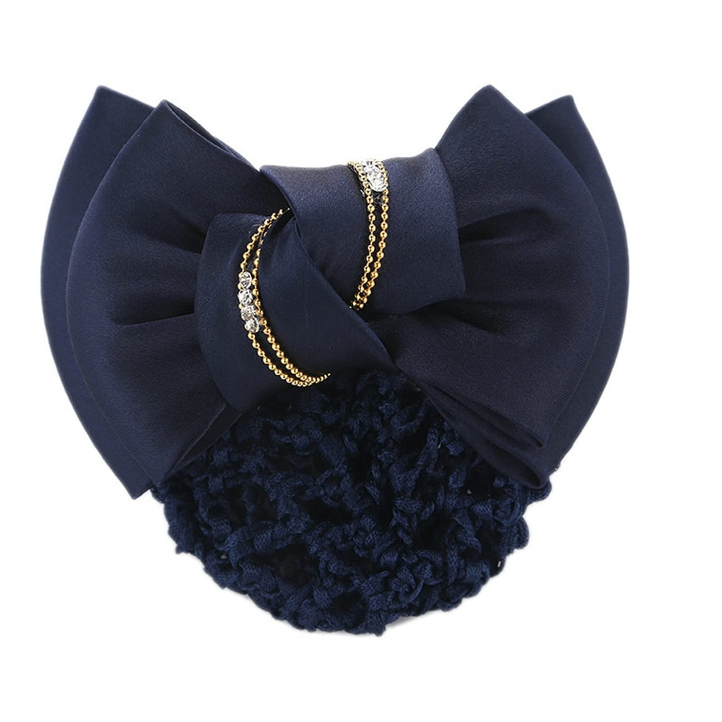 iRIIRIO 4pcs Women Hair Clip with Bowknot Hair Bun Cover Barrettes Net Snood Hairnet Bow Bow-knot Decor Hair Clip Hairnet for Ladies(Blue)