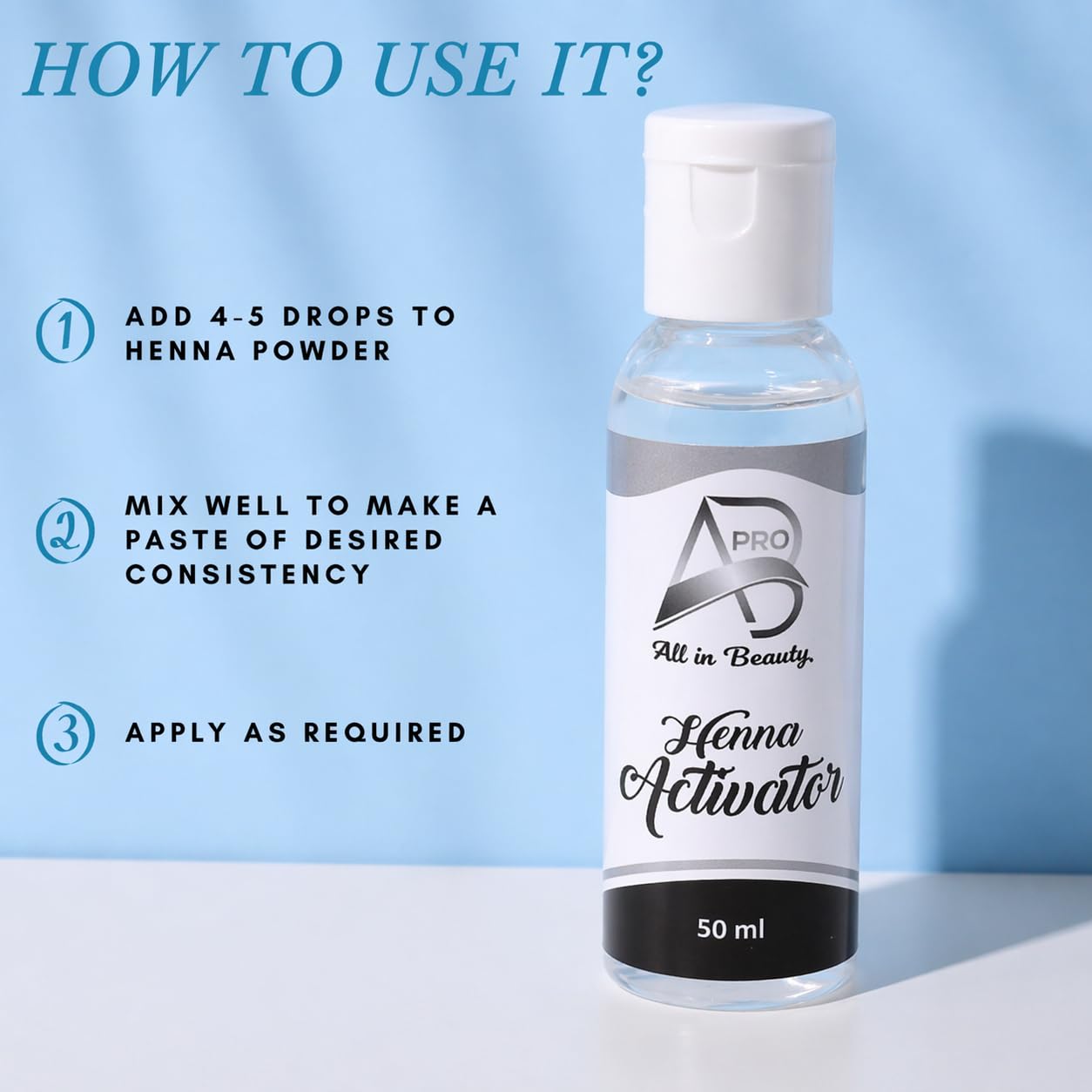 ALL IN PRO BEAUTY Henna Activator for Brows - Fixative Mixer, Enhances Color Intensity, Uniformity, Application Control & Long-Lasting Professional
