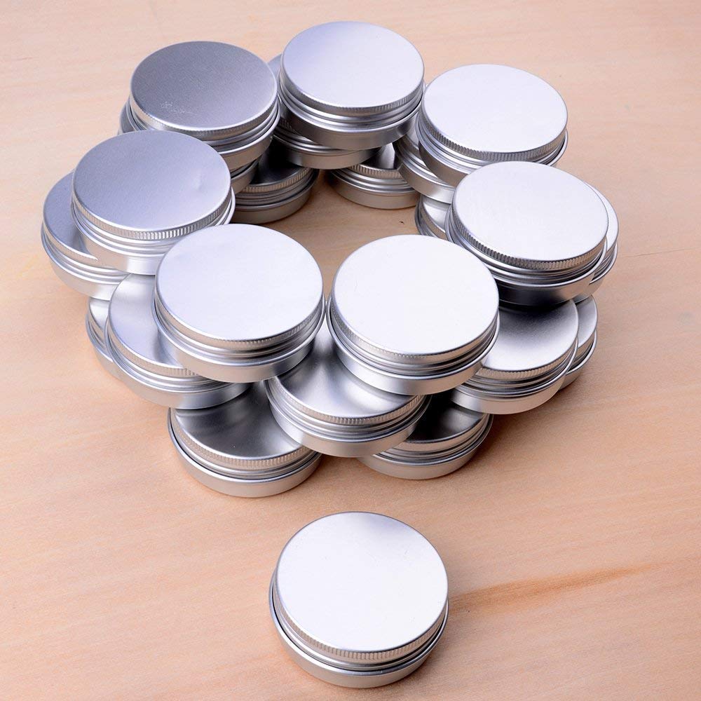 30 ml?1 oz?24 Pack Silver Aluminum Round Lip Balm Tin Storage Jar Containers with Screw Cap for Lip Balm, Cosmetic, Candles