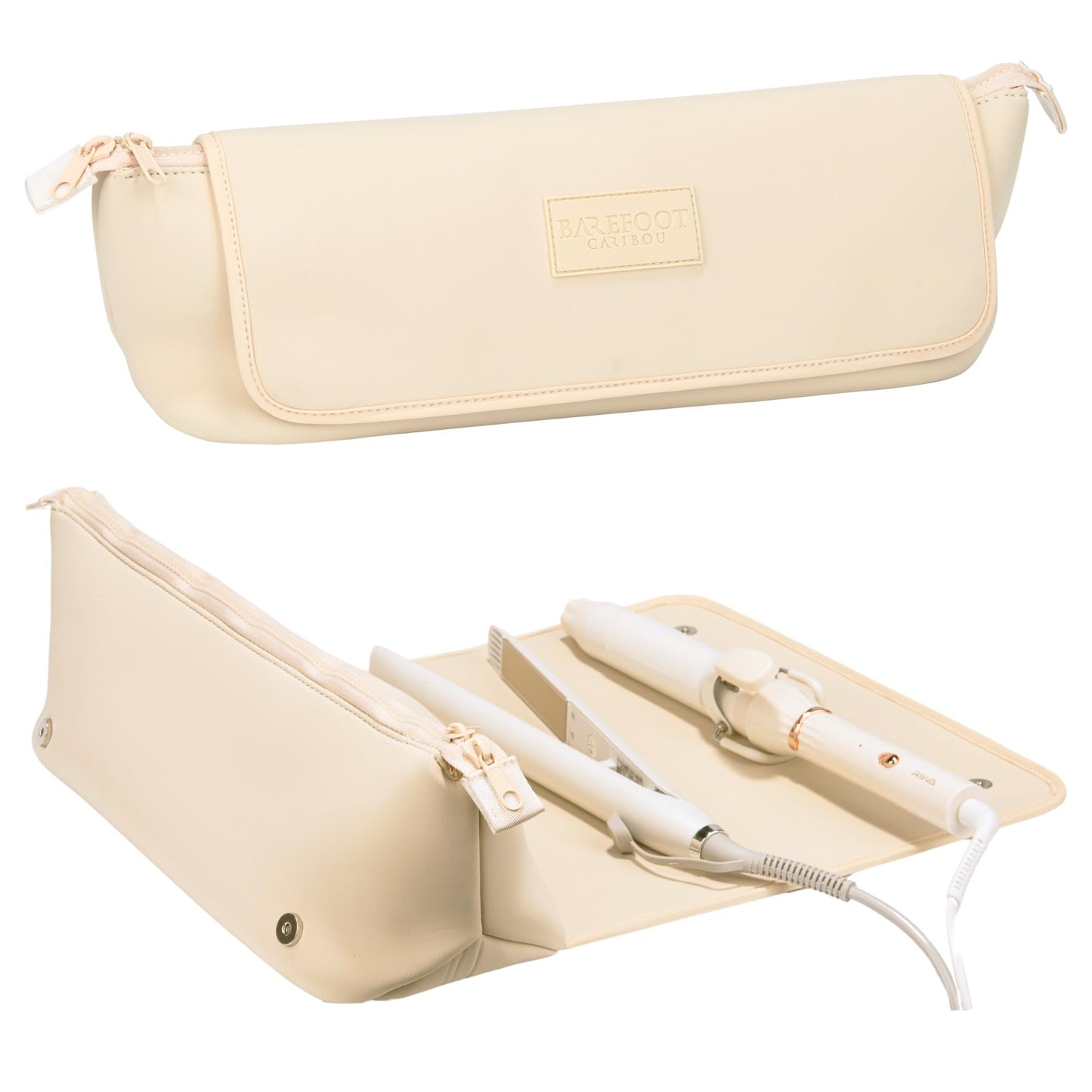 BAREFOOT CARIBOU Hair Tools Travel Bag and Heat Resistant Mat for Flat Irons, Straighteners, Curling Iron, and Haircare Accessories, 2-in-1 design