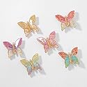 WHITEBRIDGE 6pcs Colorful Butterfly Hair Clips Non-Slip Duckbilled Clips Hair Bobby Pins Metallic Barrettes for Women Girls, Pearl Butterfly Barrettes